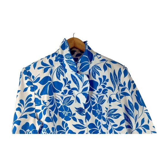Summer Spring Blazer Jacket Blue White Floral 18 Sag Harbor 3/4 Sleeve Career - Picture 4 of 13